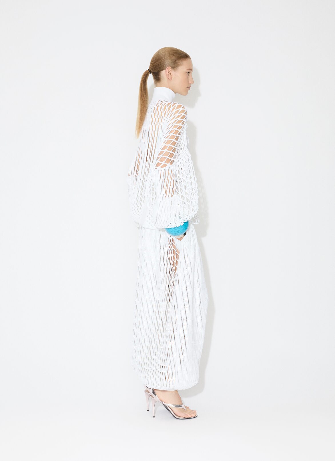 MACRAMÉ KNIT BALLOON PANTS ALAÏA WHITE MACRAMÉ KNIT BALLOON PANTS